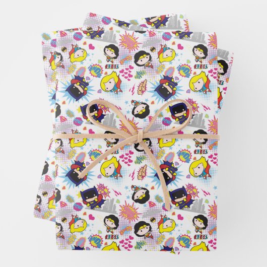 Chibi Super Heroine Pattern Inpakpapier Vel (In situ)