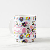 Chibi Super Heroine Pattern Koffiemok (Voorkant links)