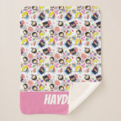 Chibi Super Heroine Pattern Sherpa Deken (Voorkant)