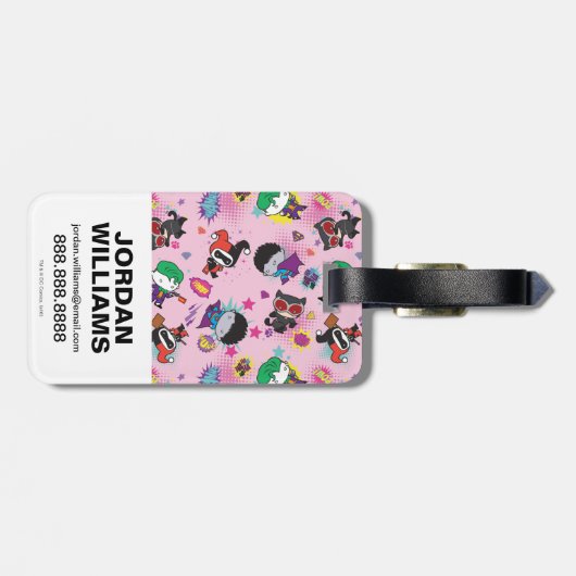 Chibi Super Villain Action Pattern Bagagelabel (Achterkant horizontaal)