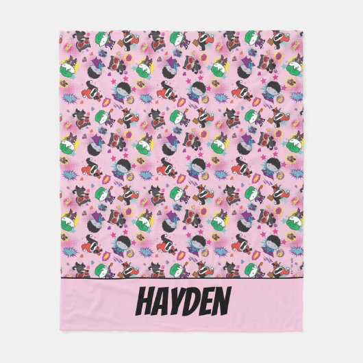 Chibi Super Villain Action Pattern Fleece Deken (Voorkant)