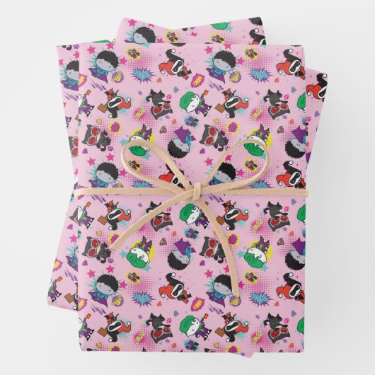 Chibi Super Villain Action Pattern Inpakpapier Vel (In situ)