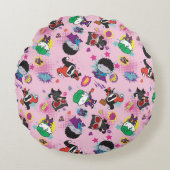 Chibi Super Villain Action Pattern Rond Kussen (Voorkant)