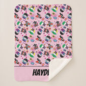 Chibi Super Villain Action Pattern Sherpa Deken (Voorkant)