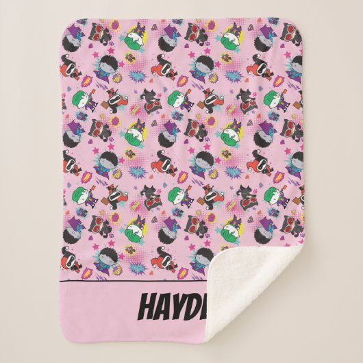 Chibi Super Villain Action Pattern Sherpa Deken (Voorkant)