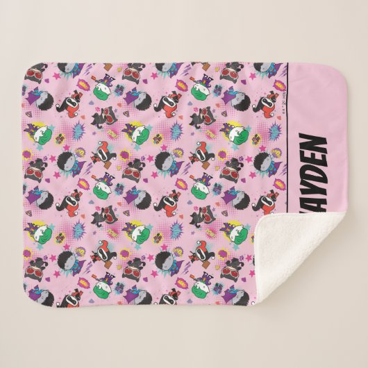 Chibi Super Villain Action Pattern Sherpa Deken (Voorkant (horizontaal))