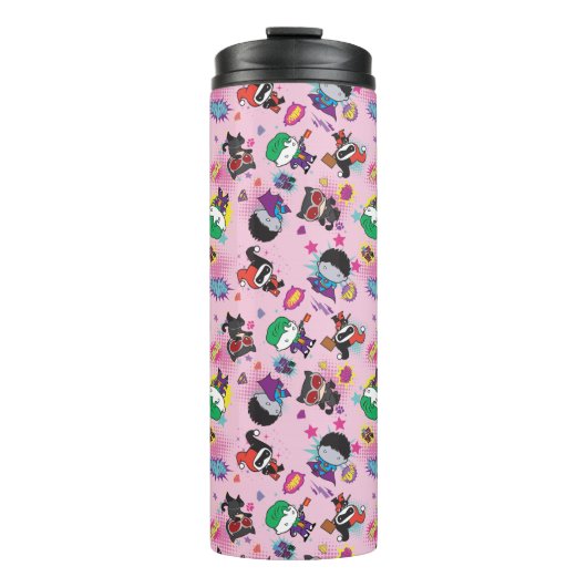 Chibi Super Villain Action Pattern Thermosbeker (Voorkant)