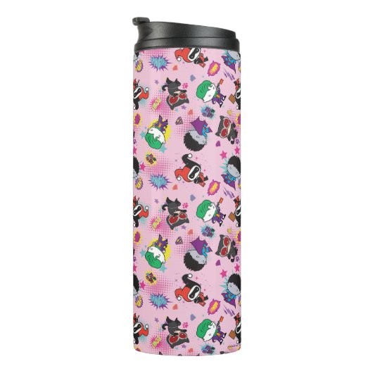 Chibi Super Villain Action Pattern Thermosbeker (Geroteerd rechts)