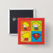 Chibi Supergirl Character Turnround Vierkante Button 5,1 Cm (Voorkant /achterkant)