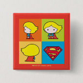 Chibi Supergirl Character Turnround Vierkante Button 5,1 Cm (Voorkant)