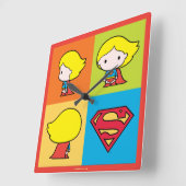 Chibi Supergirl Character Turnround Vierkante Klok (Hoek)