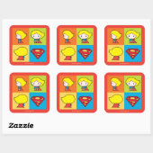 Chibi Supergirl Character Turnround Vierkante Sticker (Vel)