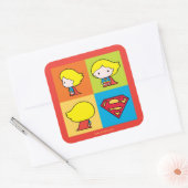 Chibi Supergirl Character Turnround Vierkante Sticker (Envelop)