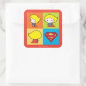 Chibi Supergirl Character Turnround Vierkante Sticker (Tas)