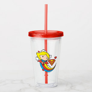 Chibi Supergirl Flying Rainbow Acryl Drinkbeker
