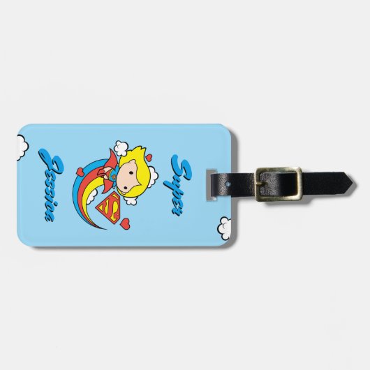 Chibi Supergirl Flying Rainbow Bagagelabel (Voorkant horizontaal)