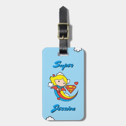Chibi Supergirl Flying Rainbow Bagagelabel (Voorkant verticaal)