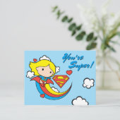 Chibi Supergirl Flying Rainbow Briefkaart (Staand voorkant)