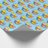 Chibi Supergirl Flying Rainbow Cadeaupapier (Hoek)