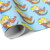 Chibi Supergirl Flying Rainbow Cadeaupapier (Rol Hoek)