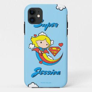 Chibi Supergirl Flying Rainbow iPhone 11 Hoesje