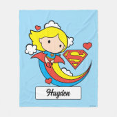 Chibi Supergirl Flying Rainbow Fleece Deken (Voorkant)