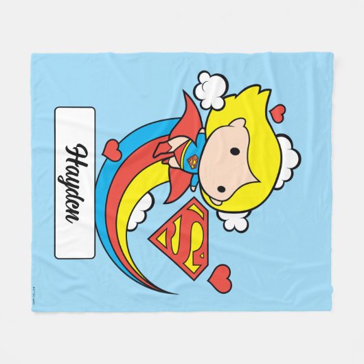 Chibi Supergirl Flying Rainbow Fleece Deken (Voorkant (Horizontaal))