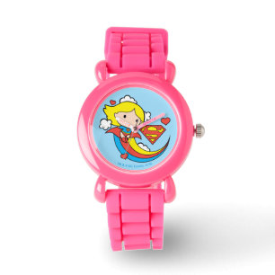 Chibi Supergirl Flying Rainbow Horloge