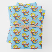 Chibi Supergirl Flying Rainbow Inpakpapier Vel (In situ)