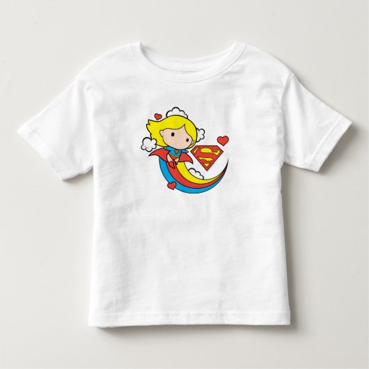 Chibi Supergirl Flying Rainbow Kinder Shirts (Voorkant)
