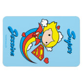 Chibi Supergirl Flying Rainbow Magneet (Horizontaal)