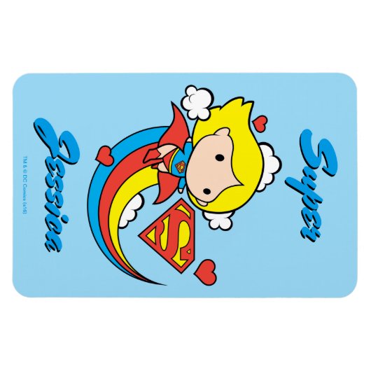 Chibi Supergirl Flying Rainbow Magneet (Horizontaal)