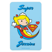 Chibi Supergirl Flying Rainbow Magneet (Verticaal)