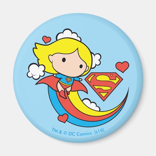 Chibi Supergirl Flying Rainbow Magneet (Voorkant)
