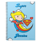 Chibi Supergirl Flying Rainbow Notitieboek (Voorkant)