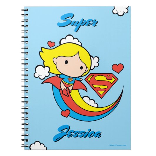 Chibi Supergirl Flying Rainbow Notitieboek (Voorkant)