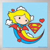Chibi Supergirl Flying Rainbow Poster (Voorkant)