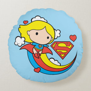 Chibi Supergirl Flying Rainbow Rond Kussen