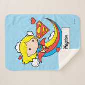 Chibi Supergirl Flying Rainbow Sherpa Deken (Voorkant (horizontaal))