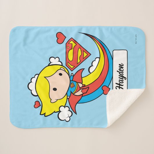 Chibi Supergirl Flying Rainbow Sherpa Deken (Voorkant (horizontaal))