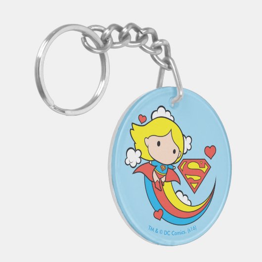 Chibi Supergirl Flying Rainbow Sleutelhanger (Voorkant Links)