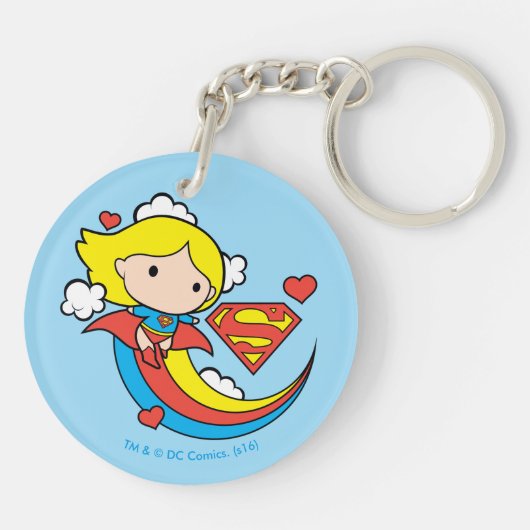 Chibi Supergirl Flying Rainbow Sleutelhanger (Achterkant)