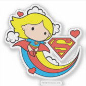 Chibi Supergirl Flying Rainbow Sticker (Voorkant)