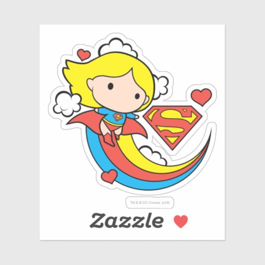 Chibi Supergirl Flying Rainbow Sticker (Vel)