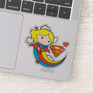 Chibi Supergirl Flying Rainbow Sticker