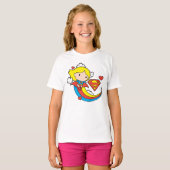 Chibi Supergirl Flying Rainbow T-shirt (Voorkant volledig)