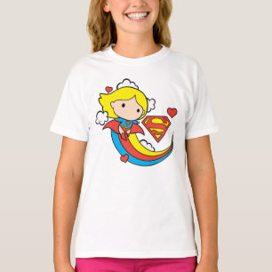 Chibi Supergirl Flying Rainbow T-shirt
