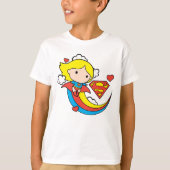 Chibi Supergirl Flying Rainbow T-shirt (Voorkant)