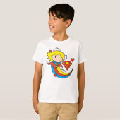 Chibi Supergirl Flying Rainbow T-shirt (Voorkant volledig)