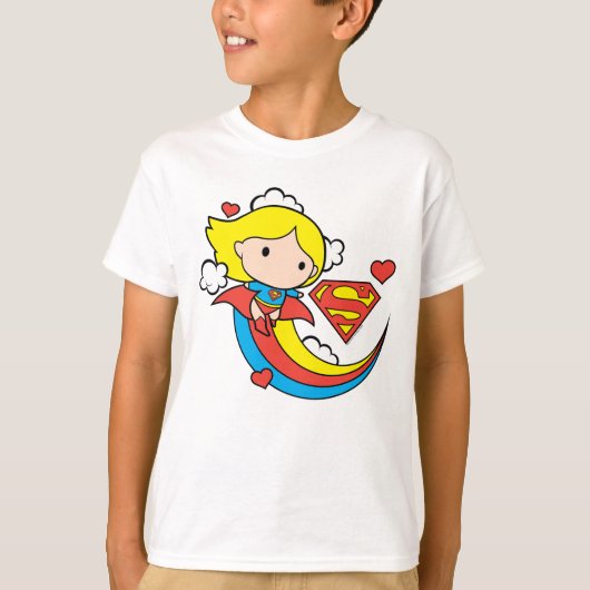 Chibi Supergirl Flying Rainbow T-shirt (Voorkant)